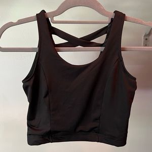 Cropped black exercise tank
